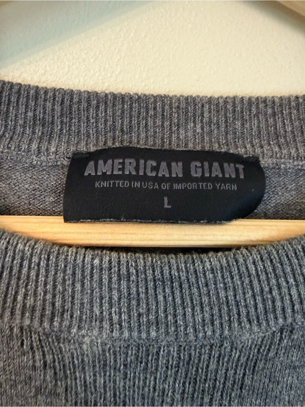 American Giant Merino Wool Cotton Crewneck Sweater Gray Size Large Made in USA